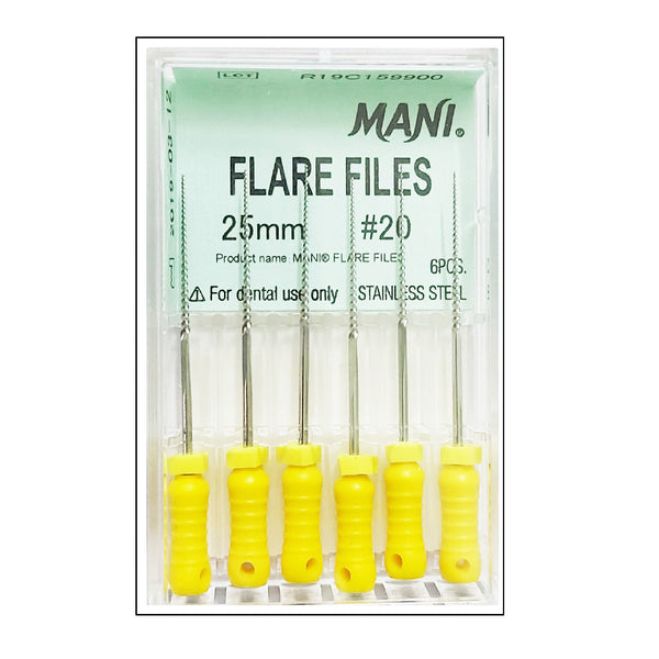 Mani Flare Files 25mm (Pack of 6) Dental Root Canal Endodontic Files
