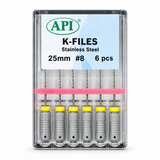API K Files 25mm (Pack of 6) / Dental Root Canal Endodontic Files