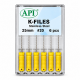 API K Files 25mm (Pack of 6) / Dental Root Canal Endodontic Files