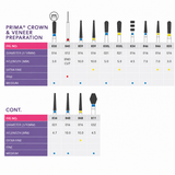 Prima Dental Diamond Bur Crown & Veneer Preparation 14 Burs Kit