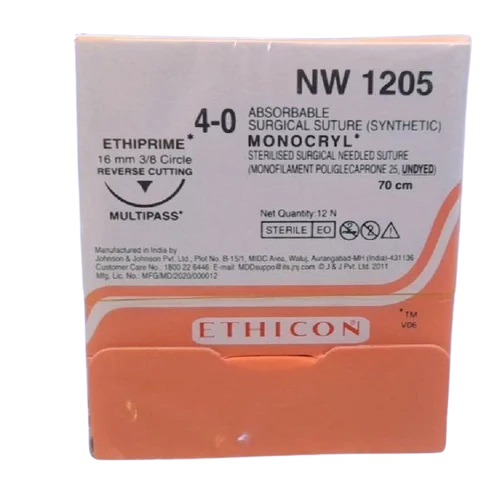 Ethicon NW 1205 Monocryl Absorbable Surgical Suture, 70cm