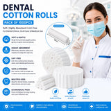 Autoclavable Dental Cotton Rolls (Pack of 1000) | Soft, Highly Absorbent & Lint-Free