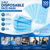 Disposable 3 Ply Face Mask Elastic (Pack of 100)
