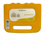 Yellow dental kit with 'Kids Crown' branding on a white background