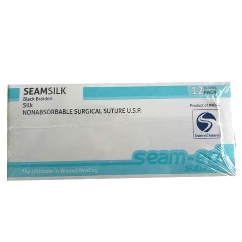 Seamsilk Black Braided Silk Non-Absorbable Surgical Sutures #3-0 (NS-5070)