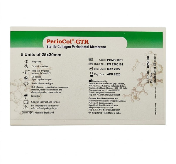 Eucare PerioCol GTR Sterile Collagen Membrane | Pack of 5 – Dental Prod