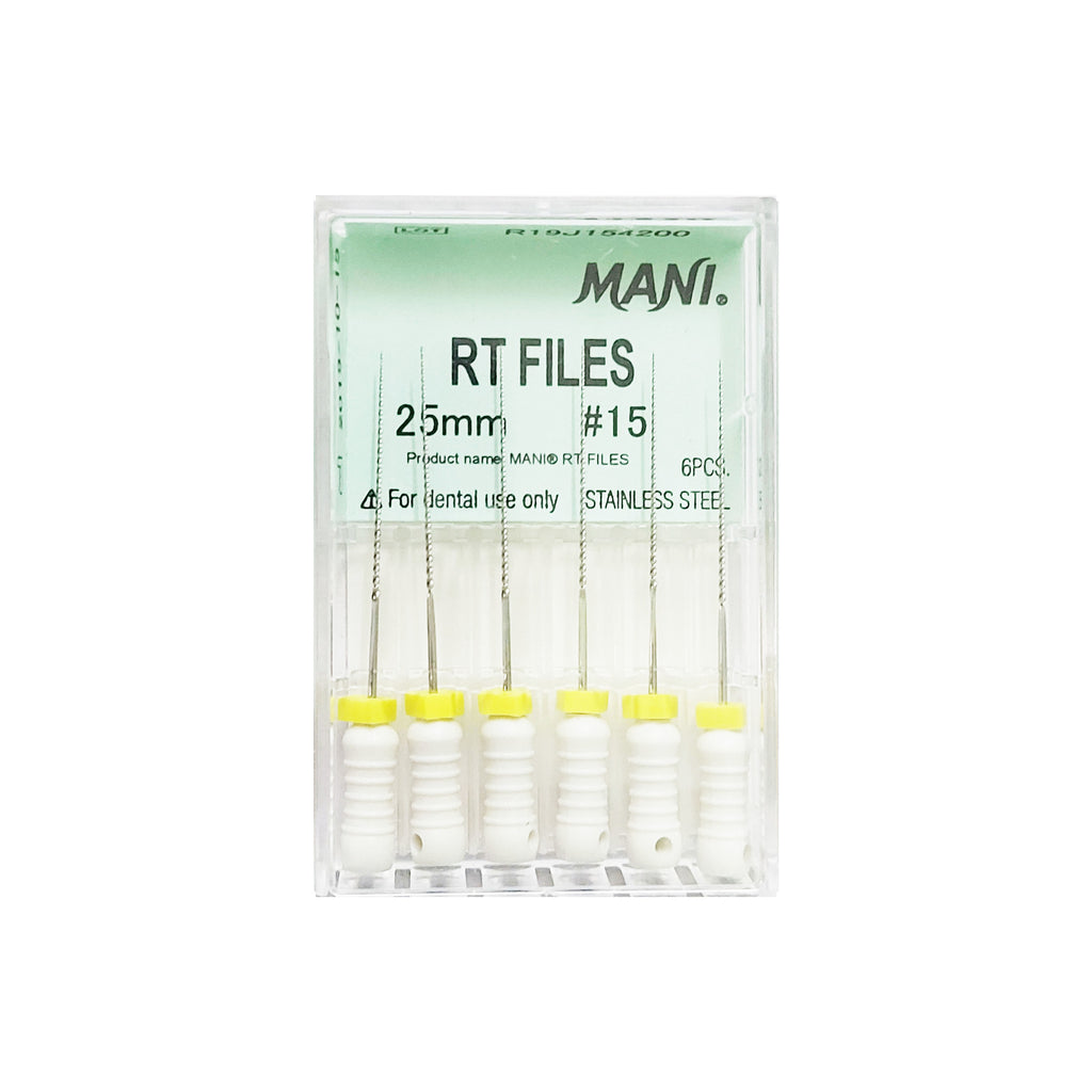Mani RT Files 25mm (Pack of 6) Dental Root Canal Endodontic Hand Files ...