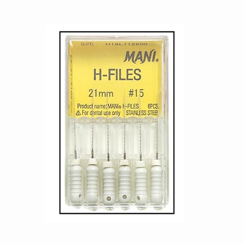 Mani H Files 21mm -(Pack of 6) Dental Root Canal Endodontic Hand Files