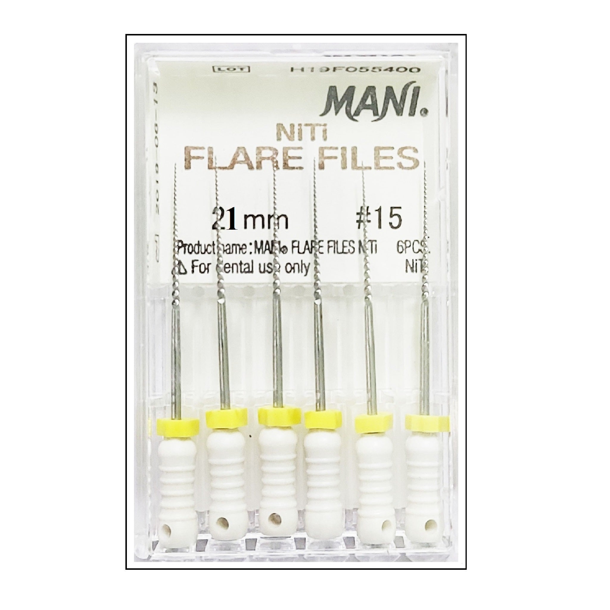 Mani Niti Flare File 21mm -(Pack of 6 Files) Dental Root Canal Endodontic Files