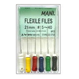 Mani Flexile File 21mm (Pack of 6) Dental Root Canal Endodontic Hand Files