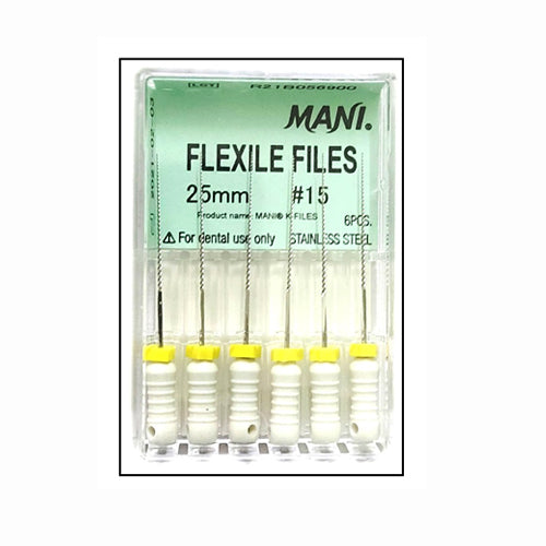 Mani Flexile File 25mm -(Pack of 6) Dental Root Canal Endodontic Hand Files