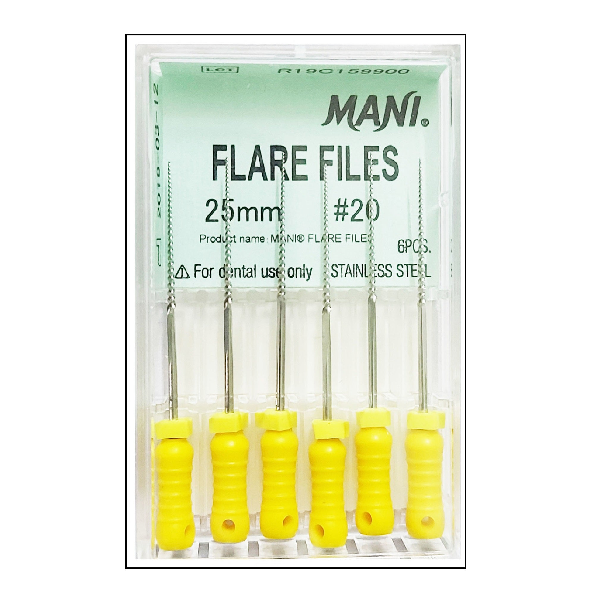 Mani Flare Files 25mm -(Pack of 6) Dental Root Canal Endodontic Files