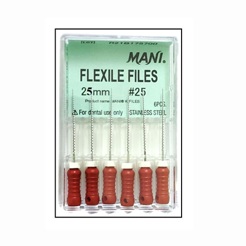 Mani Flexile File 25mm -(Pack of 6) Dental Root Canal Endodontic Hand Files