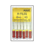 Mani H Files 25mm -(Pack of 6) Dental Root Canal Endodontic Hand Files