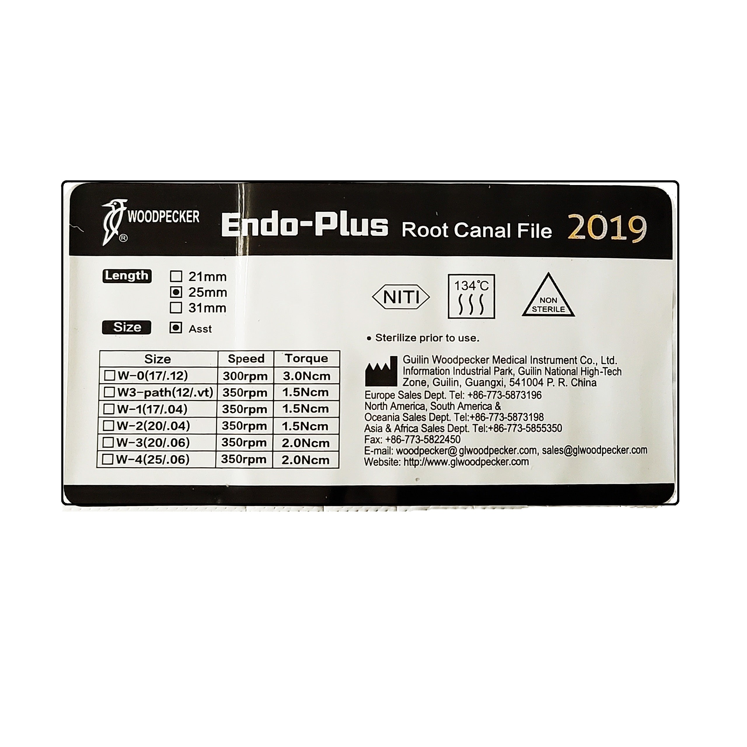 Woodpecker Endo Plus Dental Root Canal Rotary Files 25mm Assorted