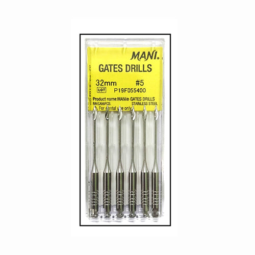Mani Gates Drills 32mm (Pack of 6) Dental Root Canal Endodontic Files