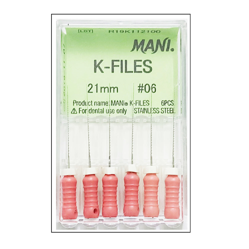 Mani Hand K Files 21mm (Pack of 6) Dental Root Canal Endodontic Files ...