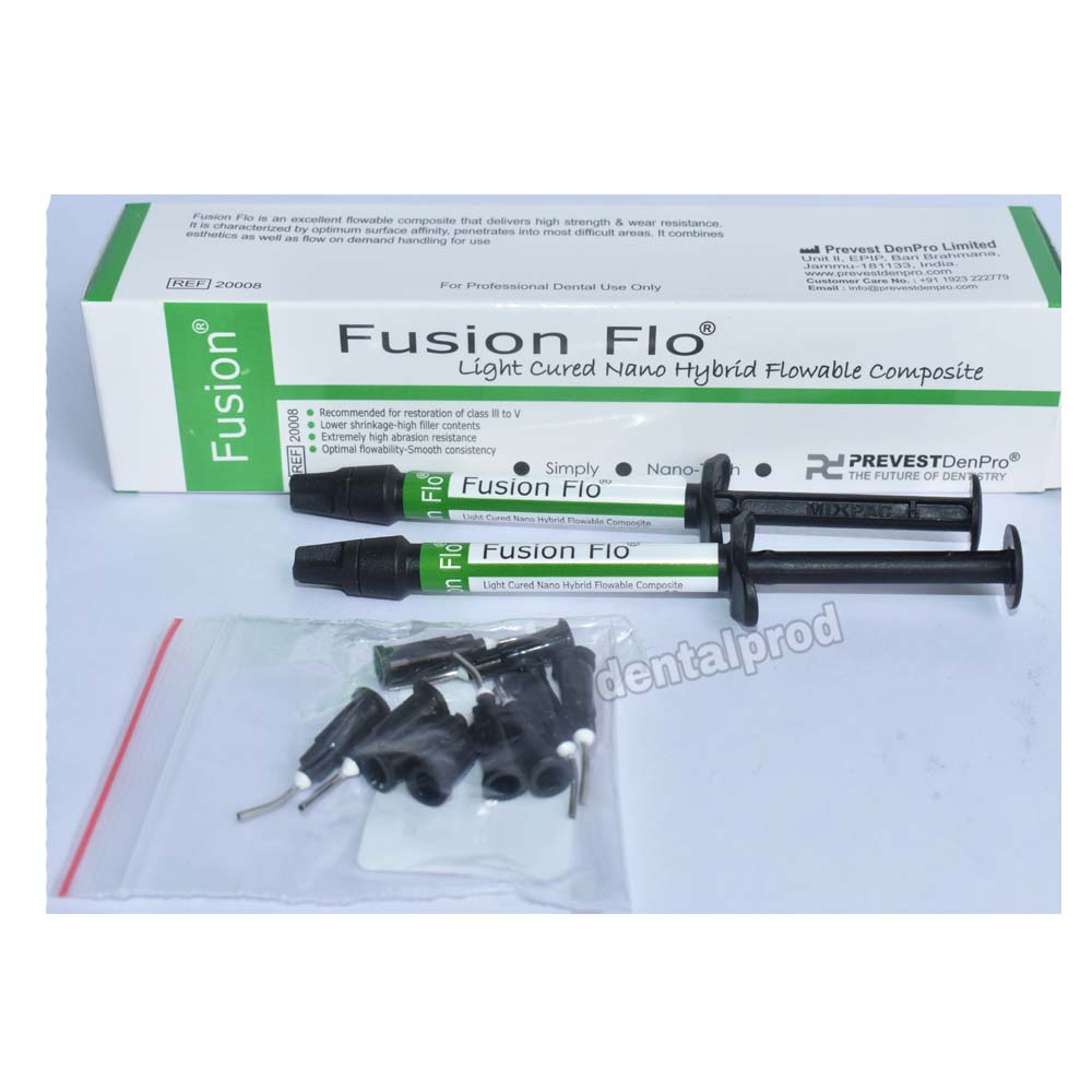 Prevest Fusion Flo Light Cured Flowable 2x2g Composite-Intro Pack
