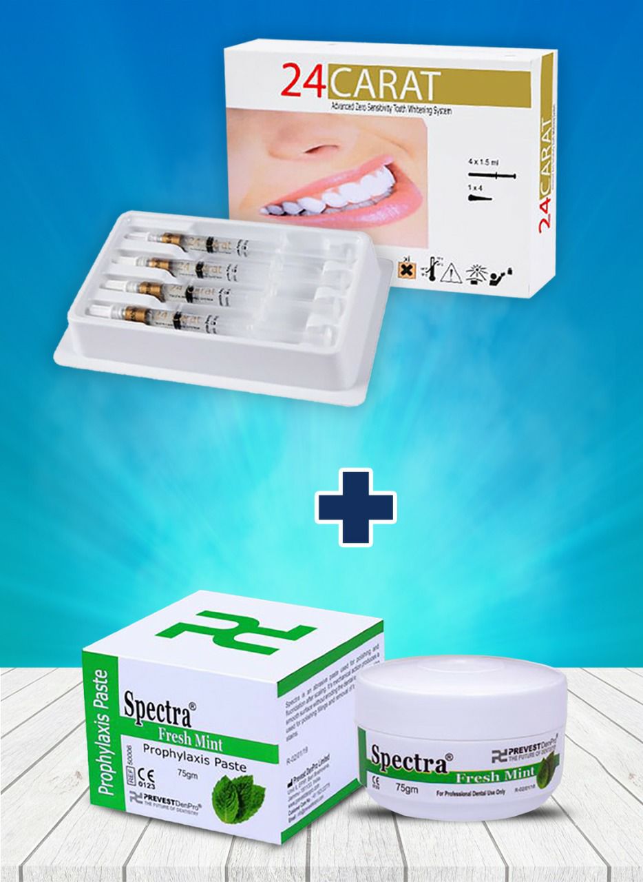 Prevest 24 Carat Teeth Bleaching Refill 4.5ml Syringe + Spectra Fresh 75gm