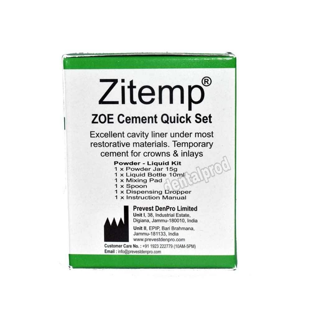 Prevest Zitemp (Zinc oxide Dental Eugenol Cement) Quick Set
